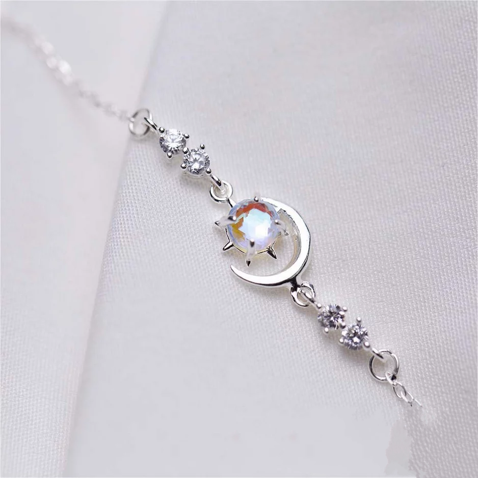 Lắc tay mặt trăng đá tròn xanh 1120