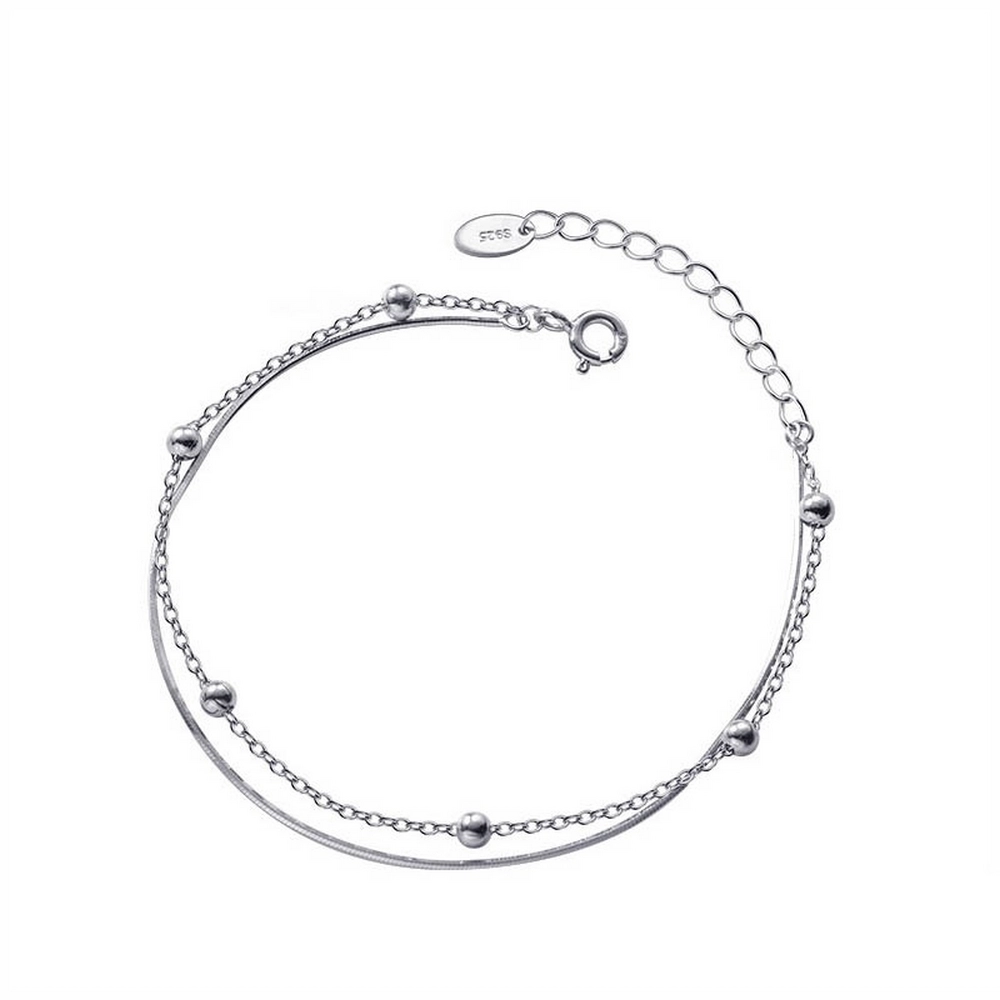 Lắc tay Kép Dây Trơn Phối Xích Bi 2221
